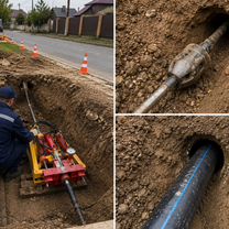 Прокол под дорогой для воды, газа и кабеля, Душанбе